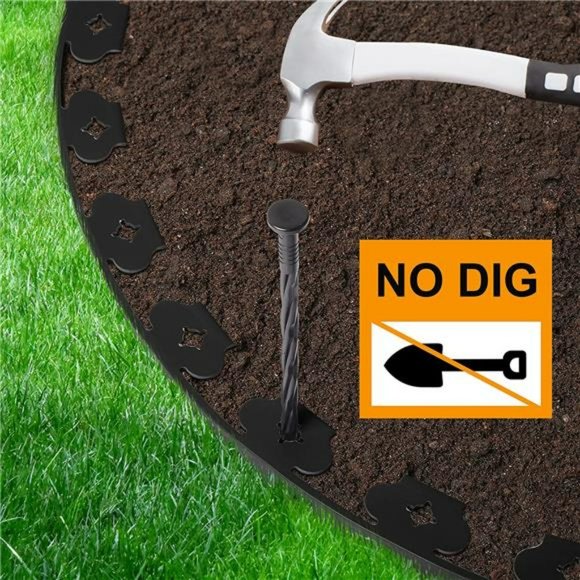 AUKAR Landscape Edging Kit 33ft Length No Dig Garden Edging Border (Black) - Picture 6 of 7